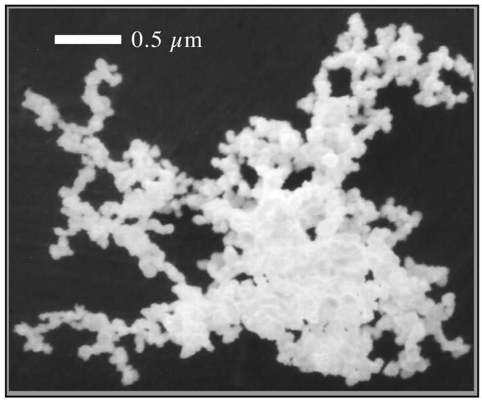 2838 D. Samsonov and J. Goree: Particle growth in a sputtering discharge 2838 FIG. 4. Electron micrograph of particles grown from sputtering a copper target.