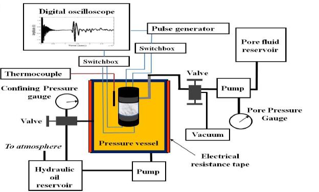 Experimental setup & protocol The ultrasonic pulse transmission method was used to determine P- and S-wave velocities.