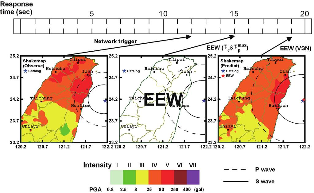 Earthquake Early Warning Technology Progress in Taiwan Fig. 9. EEW simulation of the Hualien offshore earthquake on March 31, 2002. Fig. 10. EEW simulation of the Taitung earthquake on April 1, 2006.
