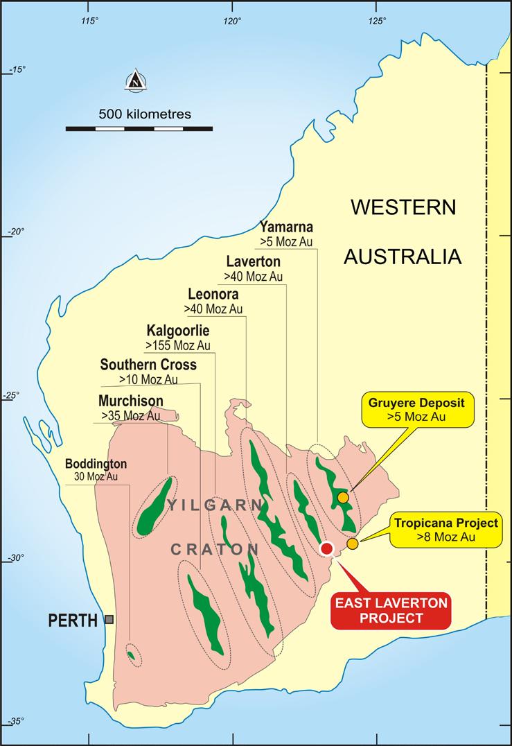 Gold Exploration East Laverton Project Important Regional Location Near the two most recent world class gold discoveries in WA Tropicana +8MozAu and Gruyere +6MozAu Underexplored for Gold Shallow