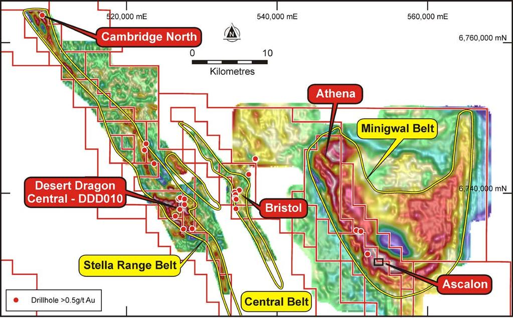 Gold Drill Programme High Priority Targets 2017 drill programme will test our best gold targets Gravity survey has identified thick greenstone belts and structures controlling