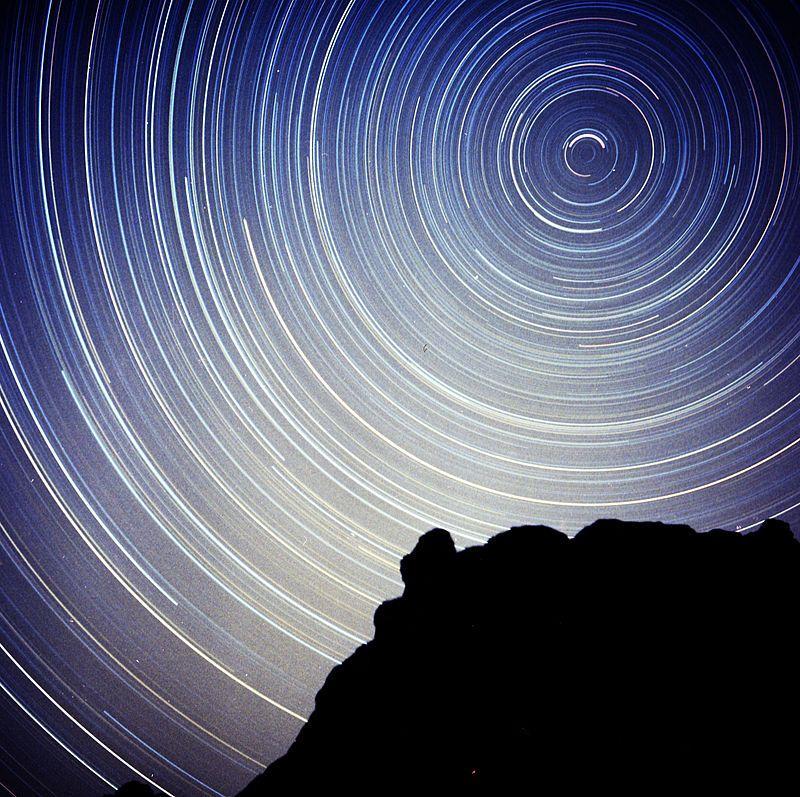 If we take a long exposure image, stars appear to rotate around the North