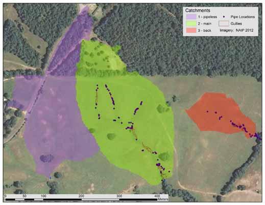 Pipe Collapses in GCW Pasture Site C1 C2 C3 Catchment 1 (purple) has no pipe collapse features, density=0 Catchment 2 (green)