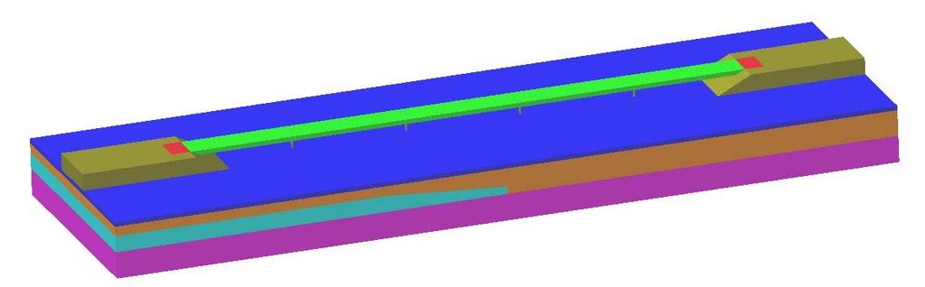 Geotechnical Modeling - Example Example: Bridge on liquefiable soil deposit Five-span bridge