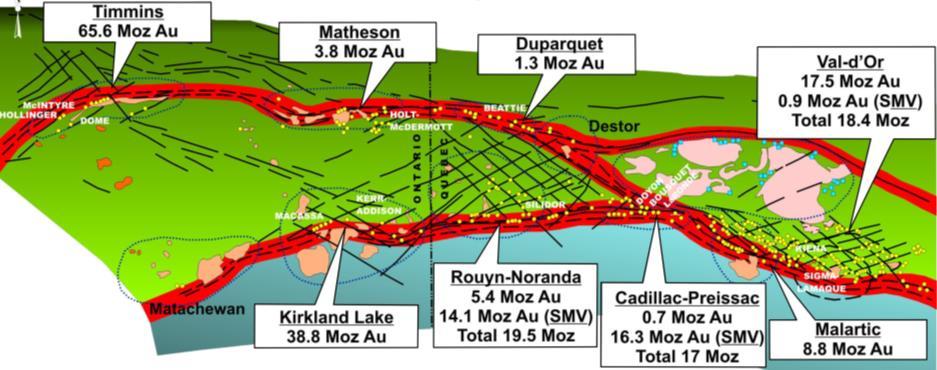 QMX Gold (QMX: TSXV) Located on Highly Productive Abitibi Belt Canada QMX GOLD Val d Or East Toronto Montreal
