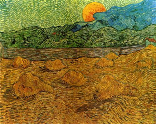 Vincent Van Gogh Evening Landscape with Rising Moon 1889 Oil on canvas Kröller-Müller Museum This painting by Van Gogh was once thought to depict the sunrise, but it has been proven by astronomers to