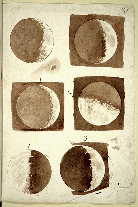 Galileo Galilei Drawings of the Moon November-December 1609 ink on paper Florence, Biblioteca Nazionale Centrale These ink paintings show the moon as Galileo observed it through one of the first