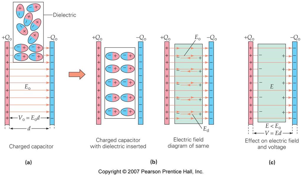 Dielectrics A dielectric in an electric field becomes polarized; this