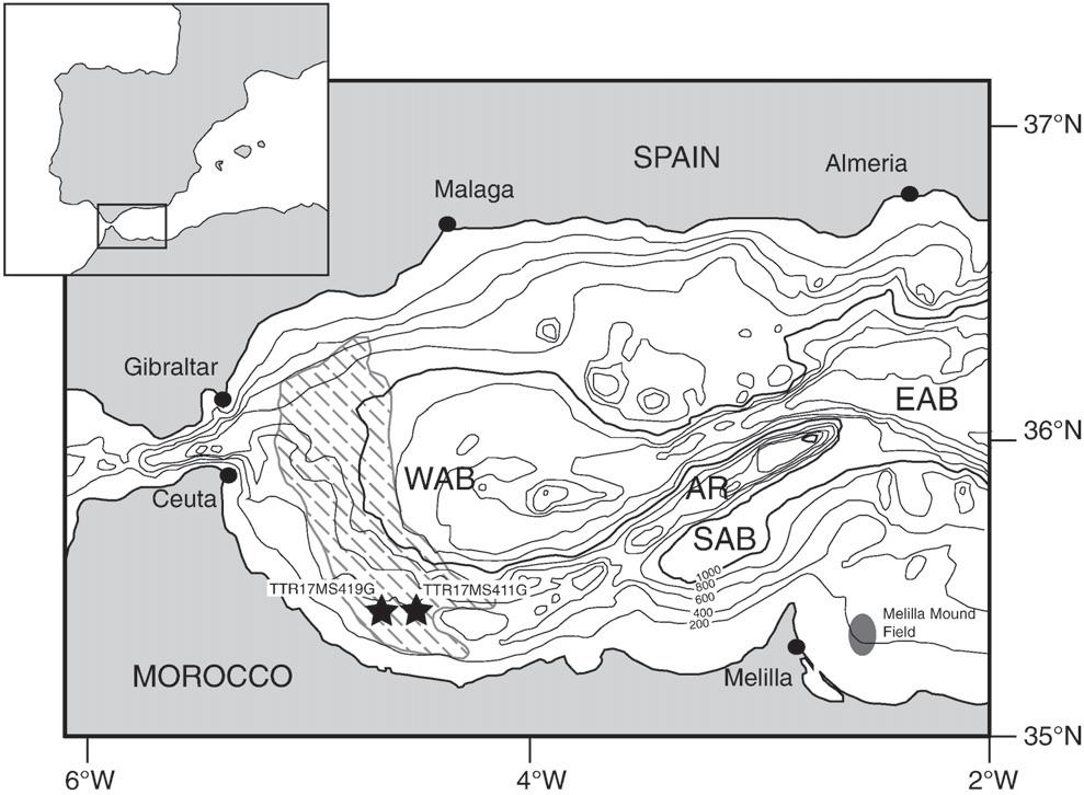 Melilla, which displays striking affinities with the Cadiz cold-water coral carbonate mounds and with those discovered in the North Atlantic (e.g., Henriet et al., 1998).