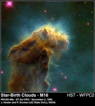 Star birth in the Eagle Nebula, 7000 light years away in the