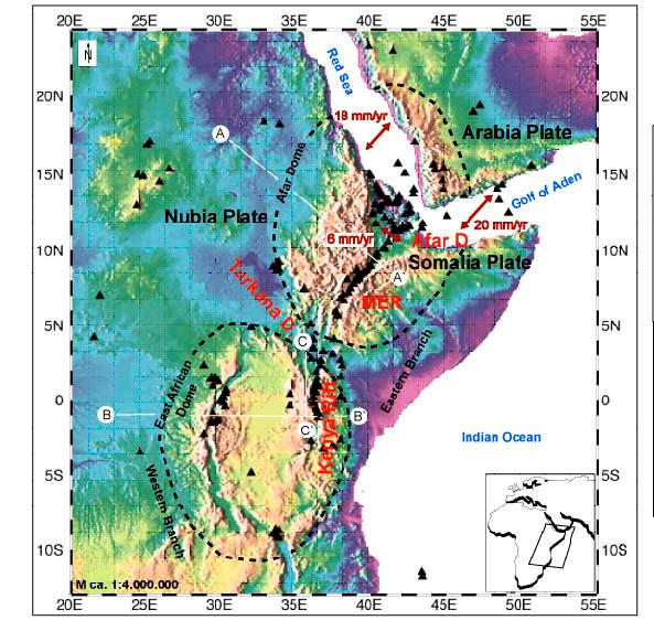 Fig. 1a Tectonic setting of East African Rift System.