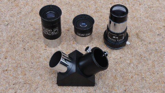 To keep costs down cheaper telescopes, like those shown on the previous pages, are supplied with fairly basic accessories. This includes the eyepieces and the finder.