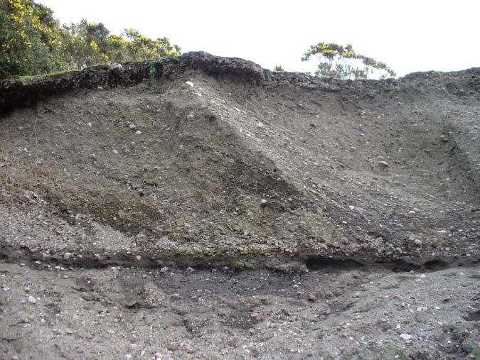 A kame is often formed where moraines have fallen into flooded crevasses. A certain amount of sorting of the materials will take place leaving stratified layers of sediments.