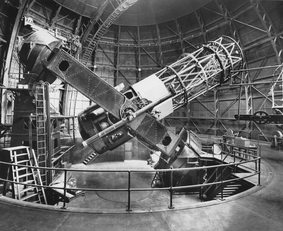 Fig. 1 The 100 inch reflecting telescope at Mt. Wilson, near LA. Courtesy of The Observatories of the Carnegie Institution for Science Collection at the Huntington Library, San Marino, Calif. Fig.