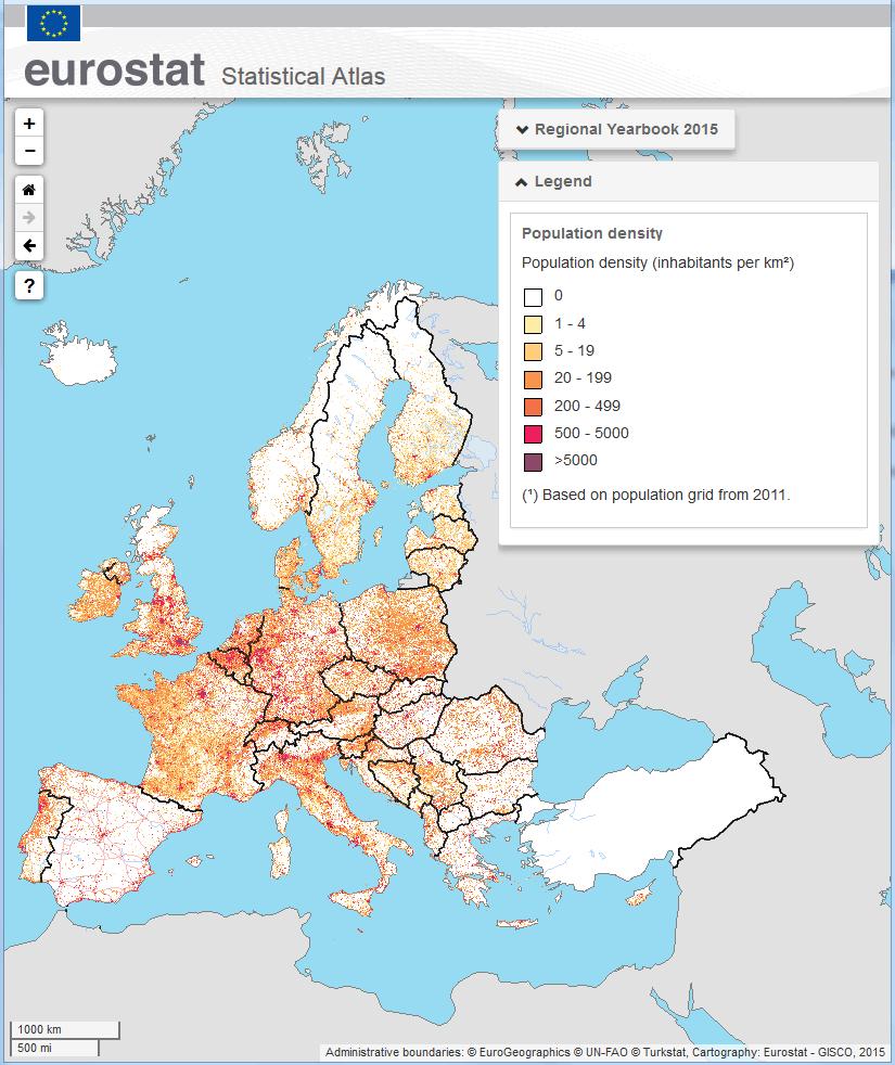 Choropleth map: a thematic map in which