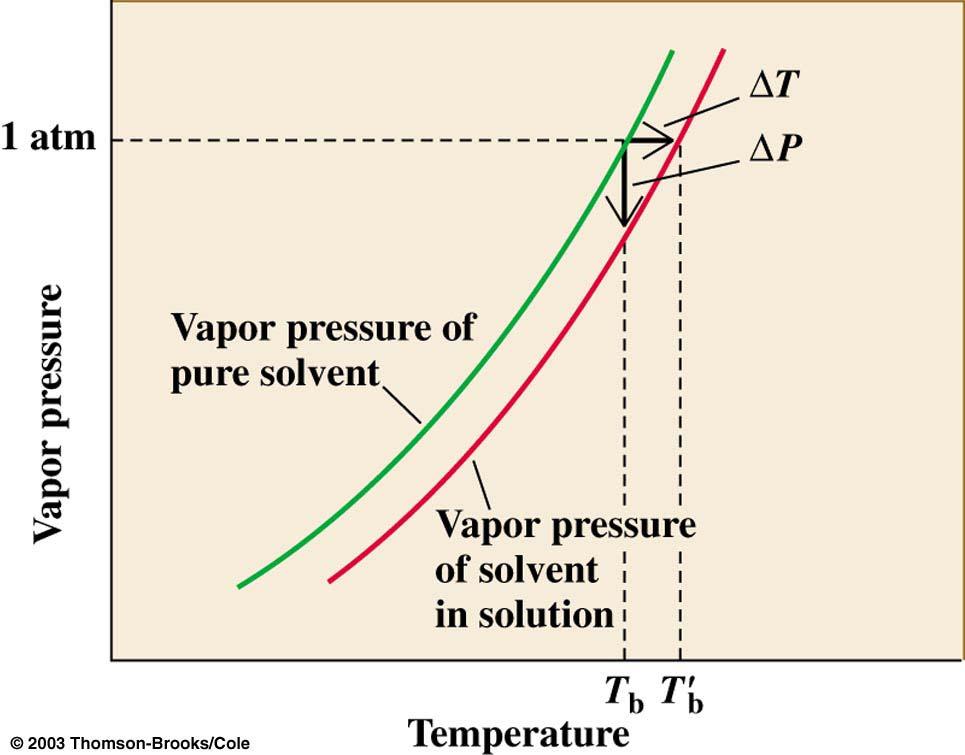 Ideal Solutions and Raoult s Law 1. Lowering of Vapor Pressure Vapor Pressure of a solvent above a dilute solution is always less than the vapor pressure above the pure solvent. 2.