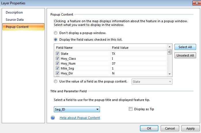 In the same window scroll to the bottom and choose Seg_ID from the drop down list for popup title. Then, click OK (Figure 5).