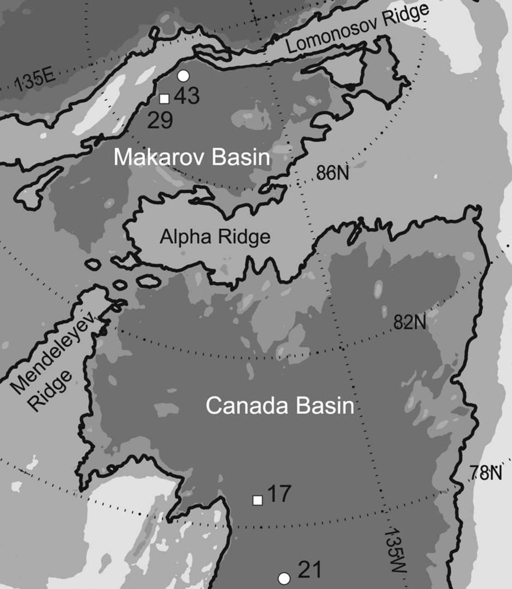 872 J O U R N A L O F P H Y S I C A L O C E A N O G R A P H Y VOLUME 36 FIG. 6. Map of the Makarov and Canada Basins. The Alpha and Mendeleyev Ridges separate the two basins.