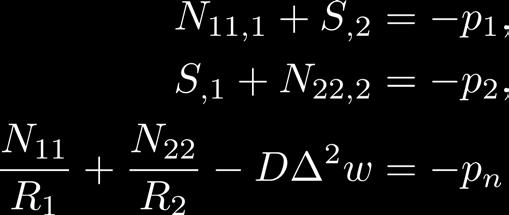 Simplified shallow shell theory Simplified equilibrium equations for shallow