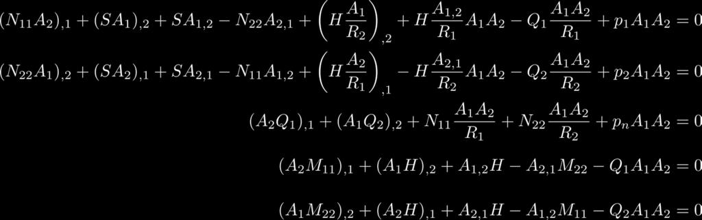 Equilibrium equations The differential equations of