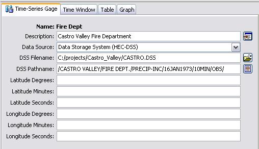 Chapter 3 Example Figure 28. Component Editor for the Fire Department precipitation gage.