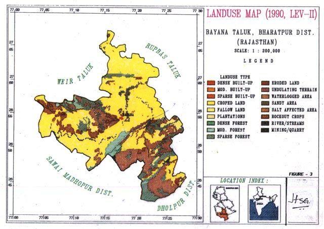 6. LAND USE ANALYSIS: As has been discussed in methodology, RS data has been used and land use maps have been repaired on a SOI base at 1:50,000 scale.