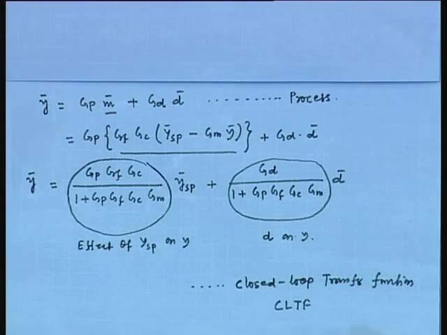 Now, final control element FCE, for final control element the output is m bar transfer function is G F and input is c bar s, so for final control element we can write output m equals transfer
