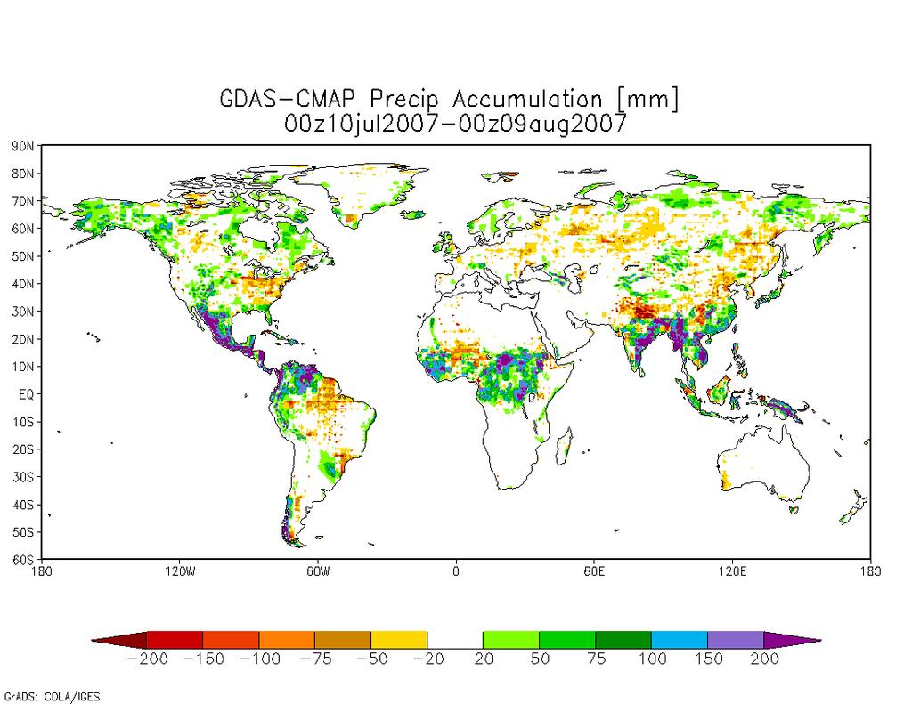 Motivation for Using Observed Precipitation in CFSR GDAS high bias in tropical precip compared to