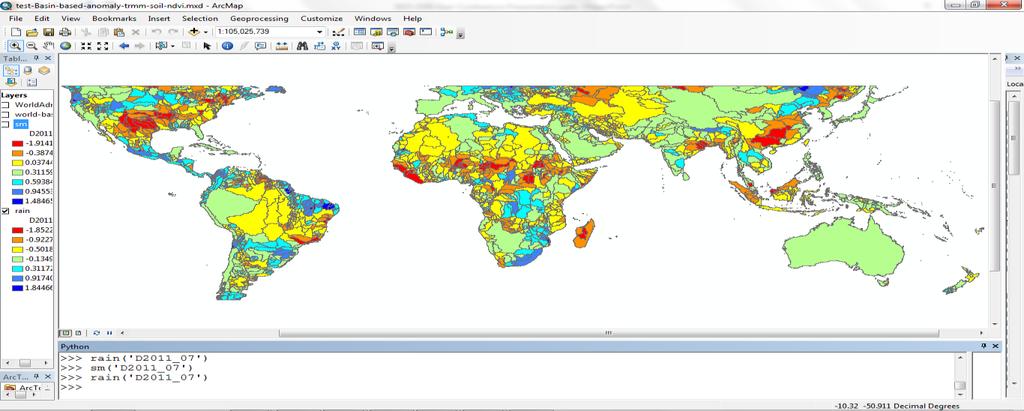 TRMM Precipitation and LPRM Soil Moisture Anomalies - 2011 Zonal