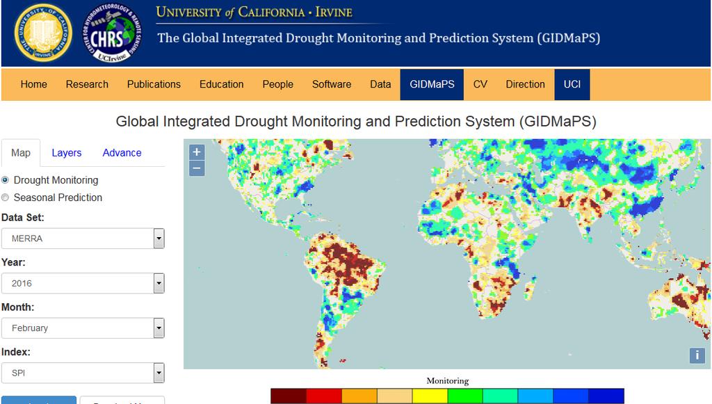 GES DISC Hydrology Data for Drought Systems GES DISC hydrology data are widely used in GIS communities UC Irvine s Global