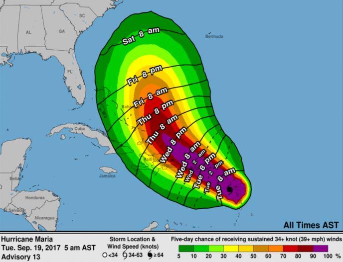 Tropical Outlook Atlantic Hurricane Maria (CAT 5) (Advisory #13 as of