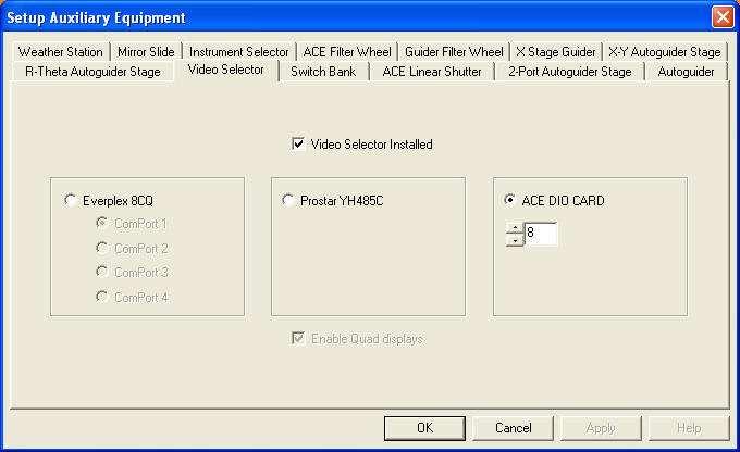 series of tabbed dialogs