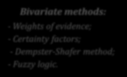 Certainty factors; - Dempster-Shafer