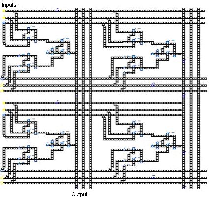 Fig.9 shows the 2 X 2 QCA FPGA using 4 : 1 MUX Figure 10 shows the mux 1 and 2 in 2X 2 QCA FPGA.