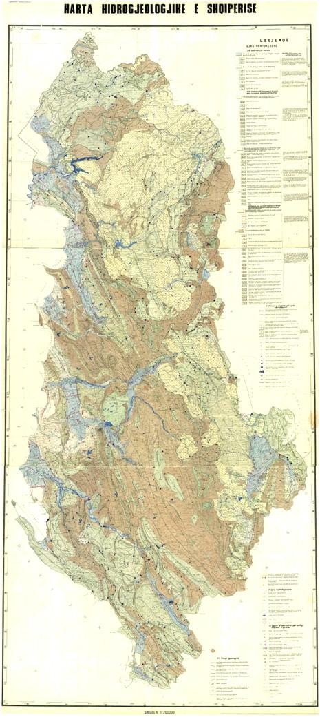 11. Compilation of the hydrogeological map of Albania scale 1:200.000 First Draft of Hydrogeological Map of Albania (hand-painted), 1979 The map team was poorly supplied.