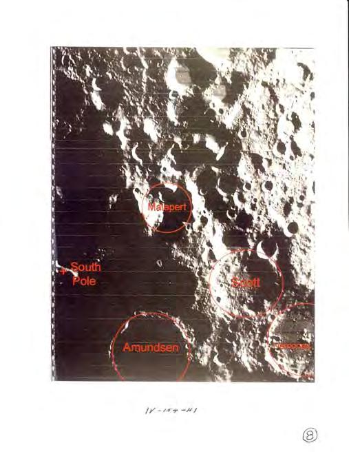 Lunar Orbiter 4 Picture of Shackleton Crater Rim of Shackleton almost