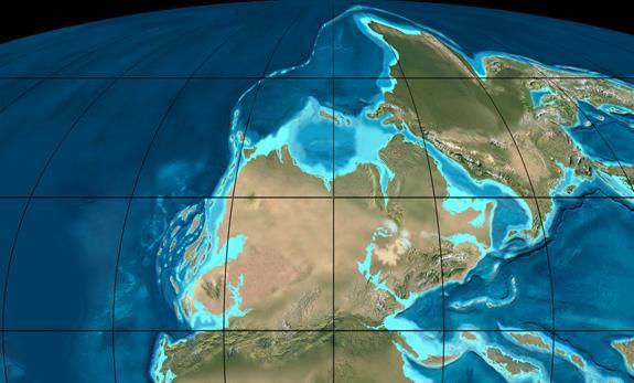 Plate Tectonic Reconstruction Late Permian - Early Triassic SIBERIA PANTHALASSIC OCEAN URAL CALEDONIAN PERMIAN BASIN VARISCAN