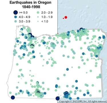 Shallow / Crustal Most crustal quakes are shallow, Klamath Falls (6.