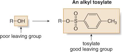 d. Formation of Tosylates to provide good leaving groups What is important about this? Sulfonate anions are weak bases, making them VERY GOOD leaving groups.