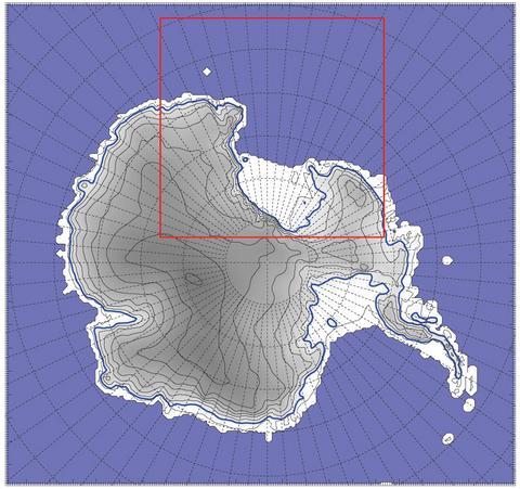 The inset map shows the portion of the Antarctic continent