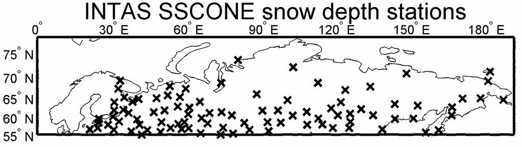 Validation data INTAS SSCONE data INTAS SSCONE data (from the former USSR and Russia) There are 1294 snow path stations with data from the USSR