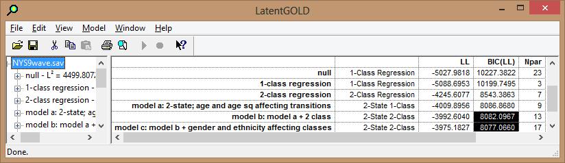 Example 3: Including Gender and Ethnicity as Covariates in Model Adding gender and ethnicity improves the BIC.