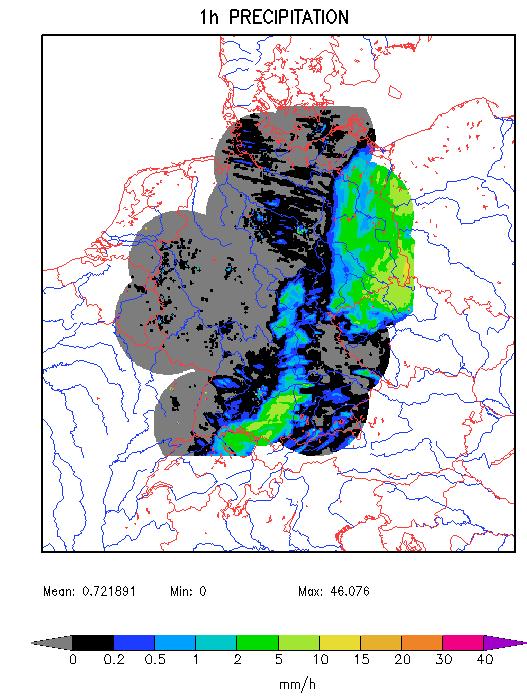 LHN in COSMO-DE: use of extended radar composite Use of extended composite of radar-derived surface precipitation in LHN