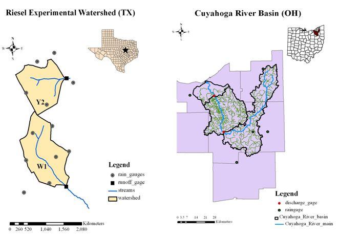Entropy 2012, 14 1795 Figure 1. Riesel experimental watershed and Cuyahoga river watershed maps. (a) (b) Table 1 lists the pertinent information of the selected watersheds (i.e., drainage area, raingages and length of the record for each watershed).