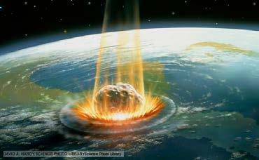 Impact of large meteorite is potentially catastrophic future natural disaster; collision of 10-km meteorite occurs only once in ~100 million years; 1-km meteorite can
