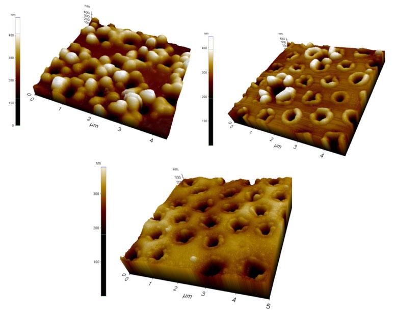 Web of Conferences a b c Figure 4. AFM Image of the surface morphology of Si substrate at the fluence of 0.55 J/cm 2 with (a) single shot (b) 2 shots and (c) 10 shots.