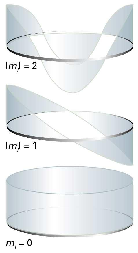 Physical Chemistry Fundamentals: Figure 8.8 (b) Quantization of rotation Fig. 8.8 The real parts of the wavefunctions of a particle on a ring.