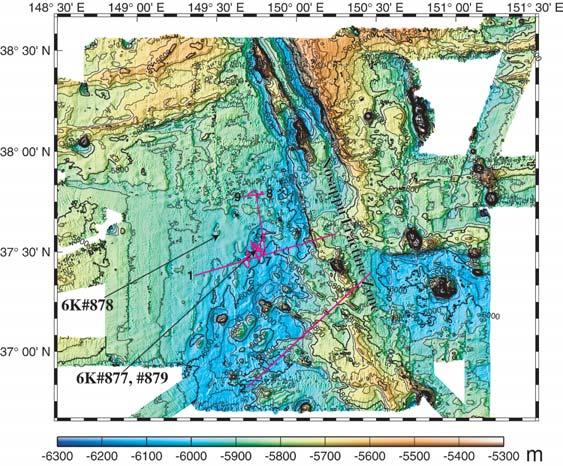 Subsurface Structure of the "Petit-spot" Intra-plate Volcanism, in the Northwestern Pacific netic lineations are identified as chron M12-M15, as for the east of the fracture zone, M10N-M11 is