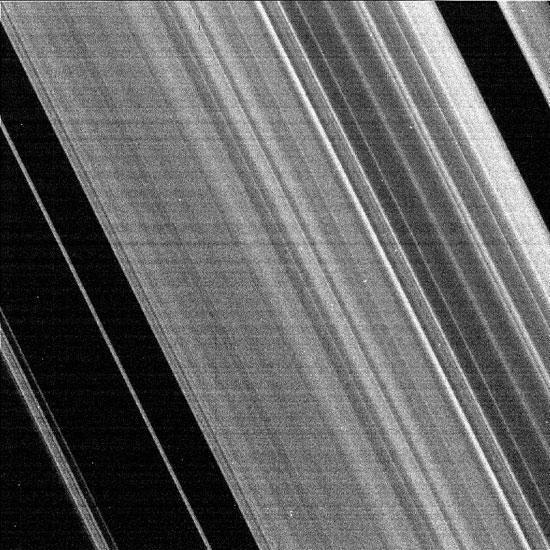 Saturn s Famous Rings! Two main rings! (A and B)! Several fainter rings! (C through G)! The rings are thin!