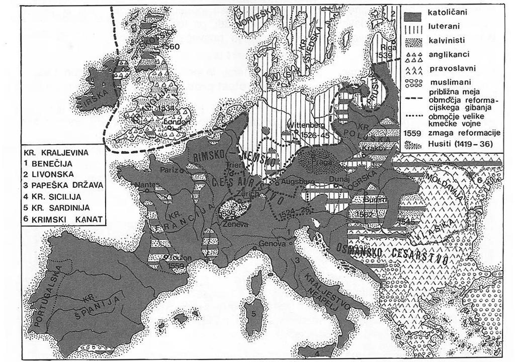 M091-511-1-1 9 13. Reformacija je temeljito spremenila versko podobo Evrope. Oglejte si zemljevid in odgovorite na vprašanja.